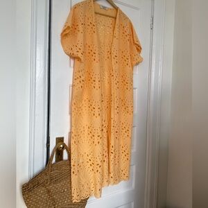 La Piccola Creativa cotton eyelet lace kimono cover up